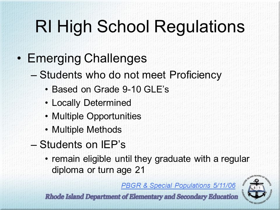 RI High School Regulations