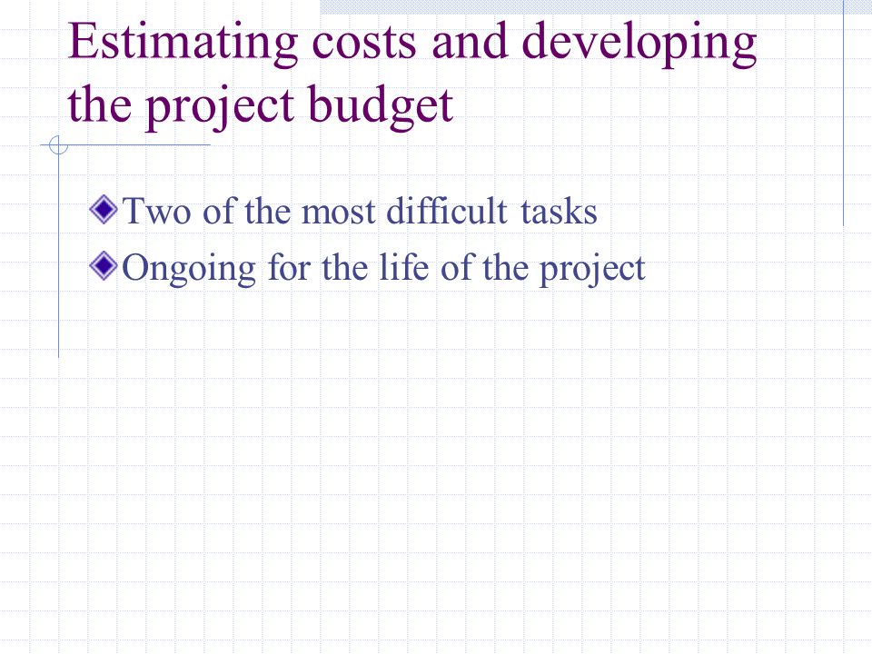 Estimating costs and developing the project budget