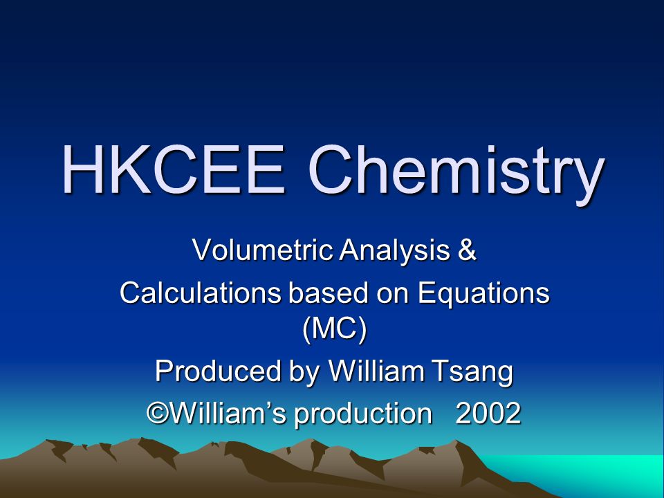HKCEE Chemistry Volumetric Analysis &