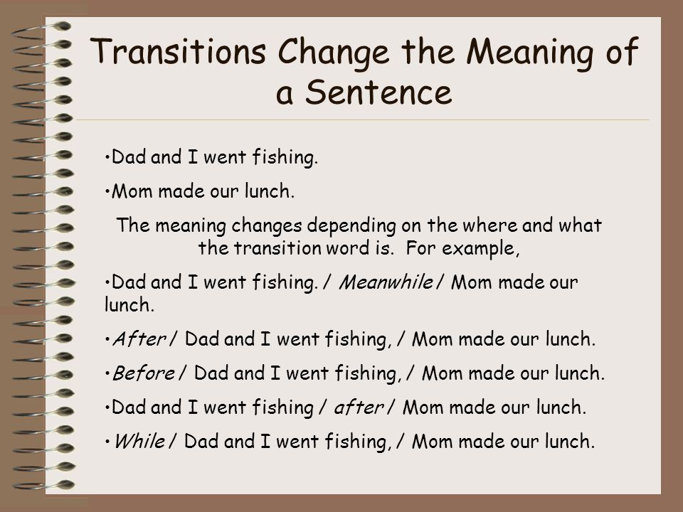 transitions for sentences