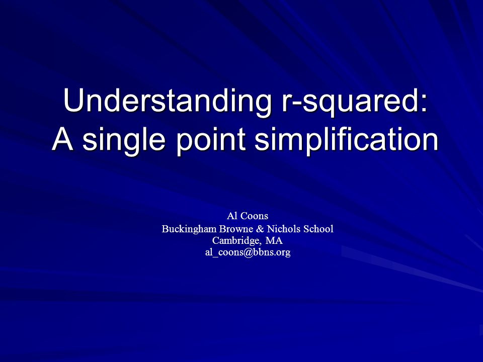 Understanding r-squared: A single point simplification