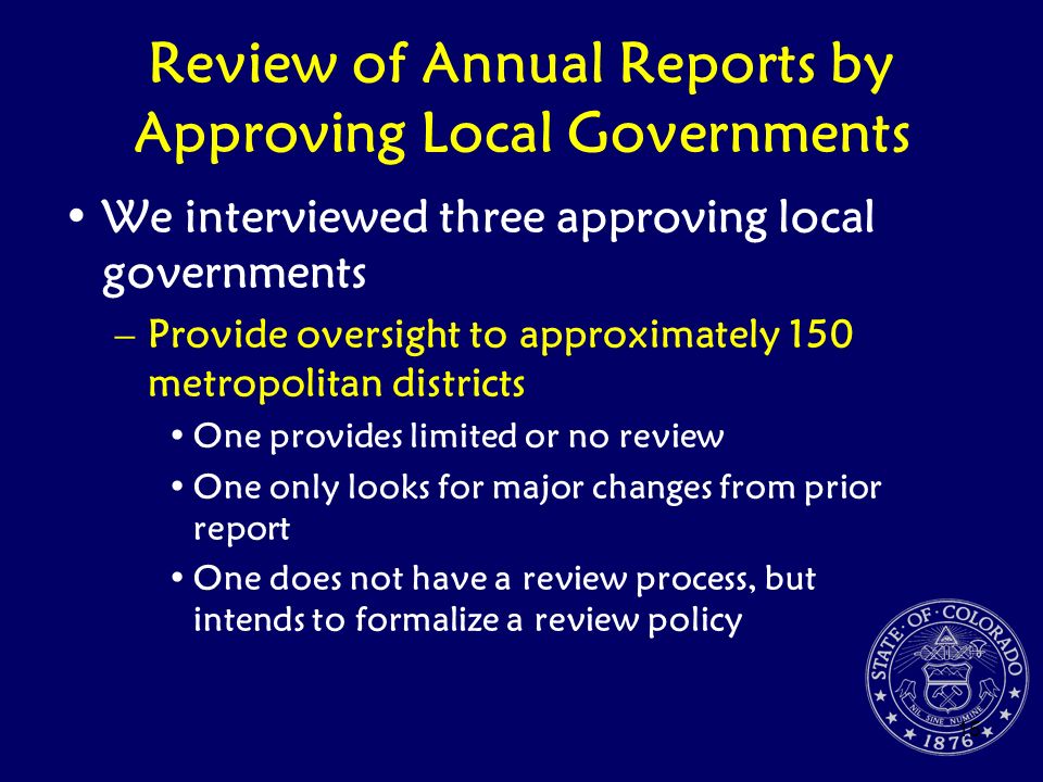 Review of Annual Reports by Approving Local Governments