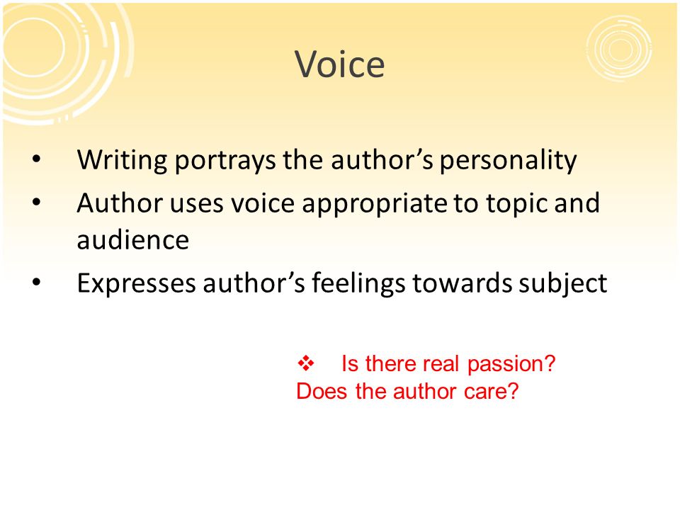Voice Writing portrays the author’s personality