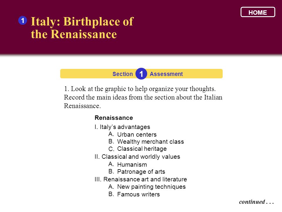 renaissance period assessment