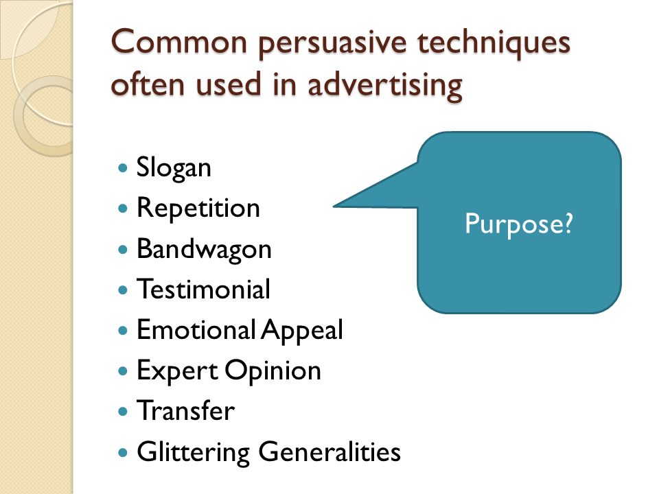 Common persuasive techniques often used in advertising