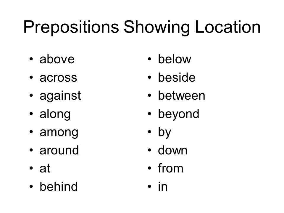Prepositions Showing Location