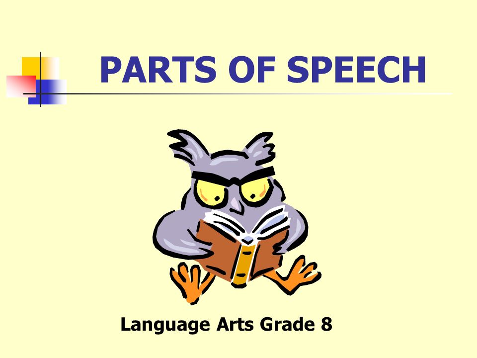 PARTS OF SPEECH Language Arts Grade 8