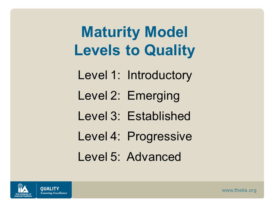 Maturity Model Levels to Quality