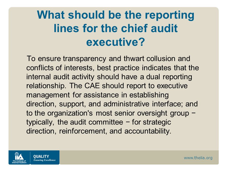 What should be the reporting lines for the chief audit executive