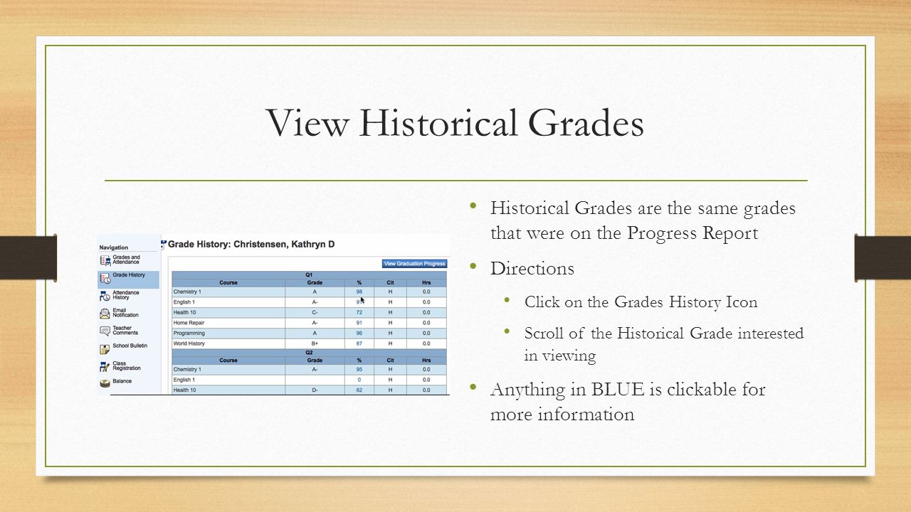 View Historical Grades