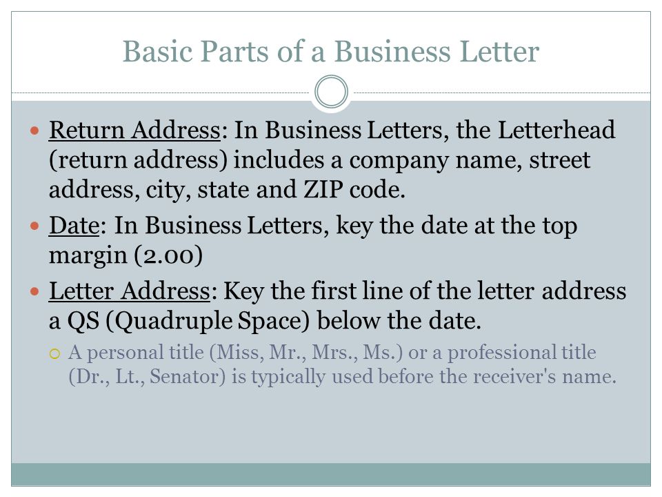 Basic Parts of a Business Letter
