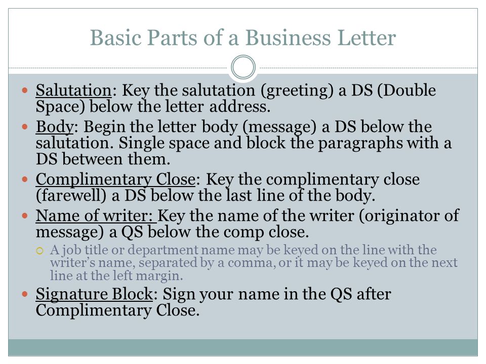 Basic Parts of a Business Letter