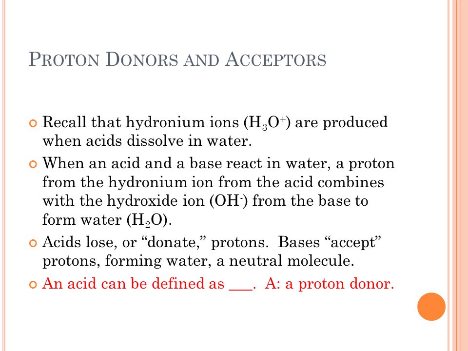 Proton Donors and Acceptors