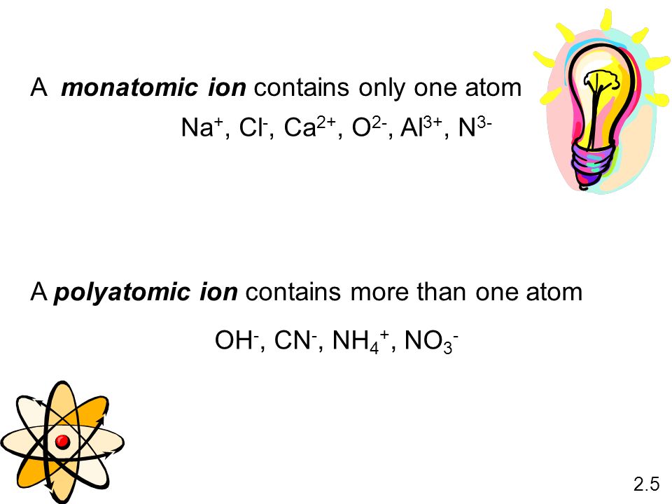 A monatomic ion contains only one atom