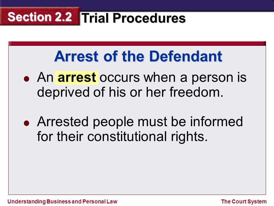 Arrest of the Defendant