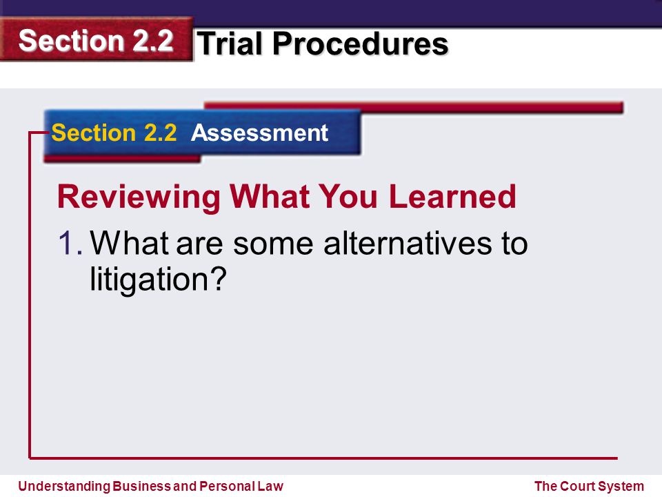 Reviewing What You Learned What are some alternatives to litigation