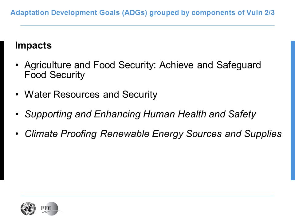 Adaptation Development Goals (ADGs) grouped by components of Vuln 2/3