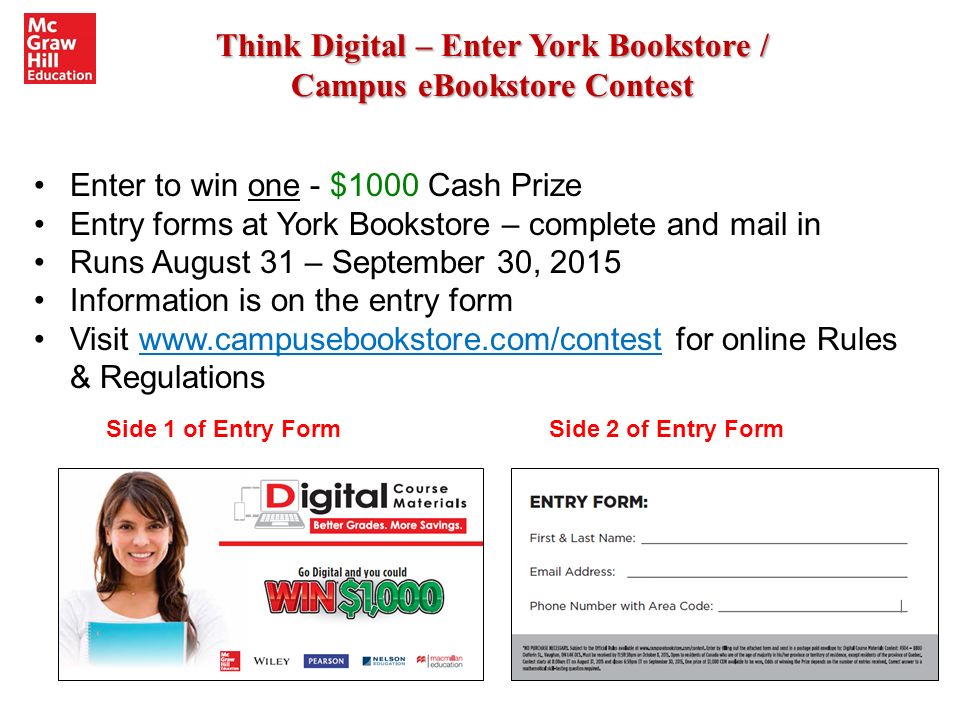 Think Digital – Enter York Bookstore / Campus eBookstore Contest