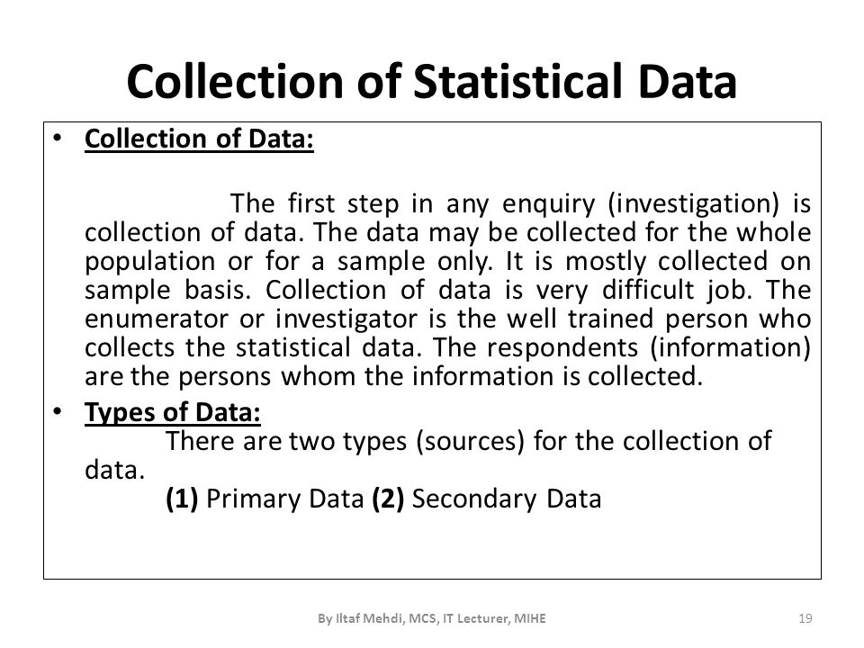 Collection of Statistical Data