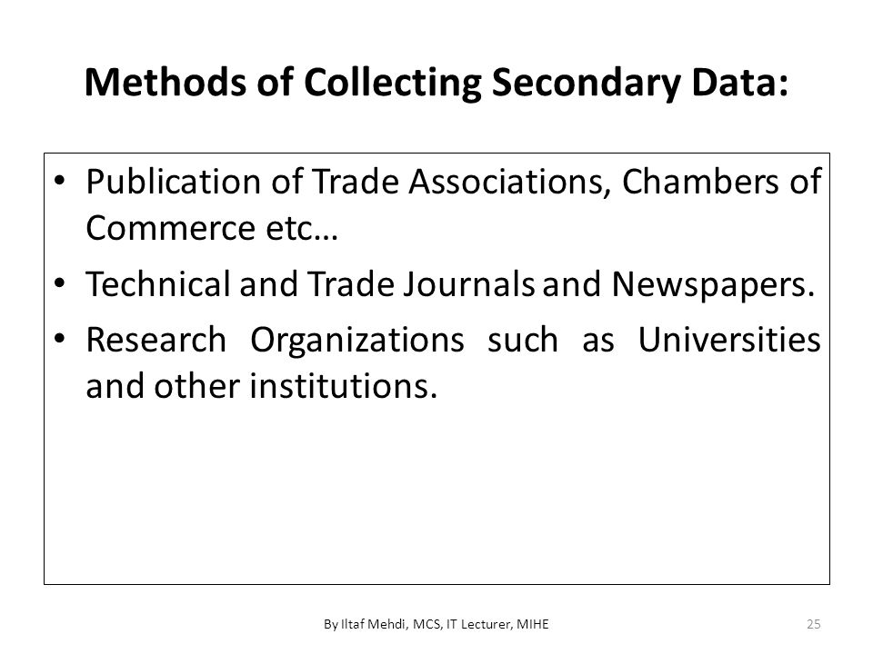 Methods of Collecting Secondary Data: