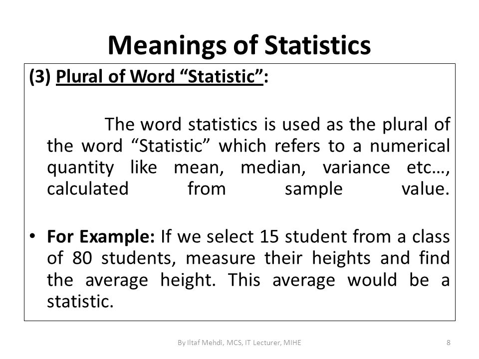Meanings of Statistics