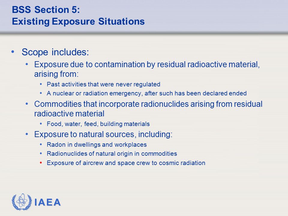 BSS Section 5: Existing Exposure Situations