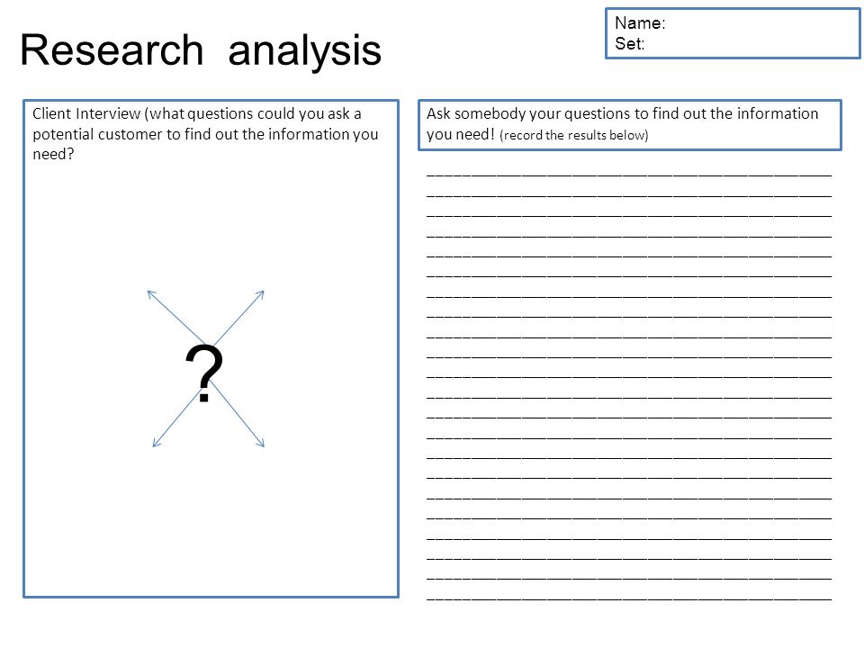 Research analysis Name: Set: