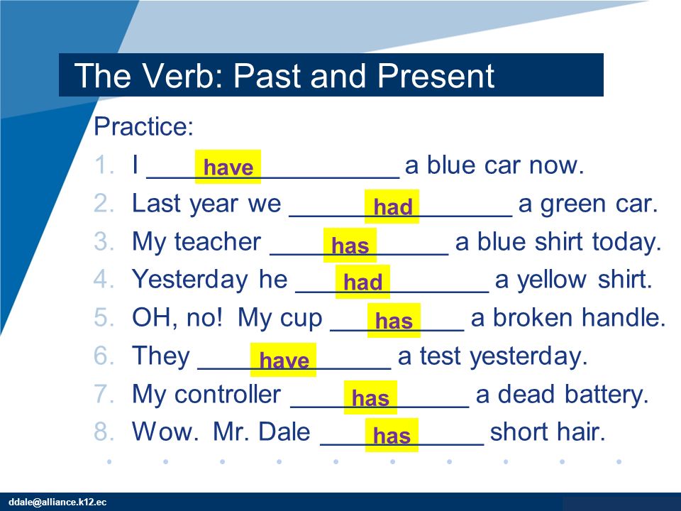The Verb: Past and Present