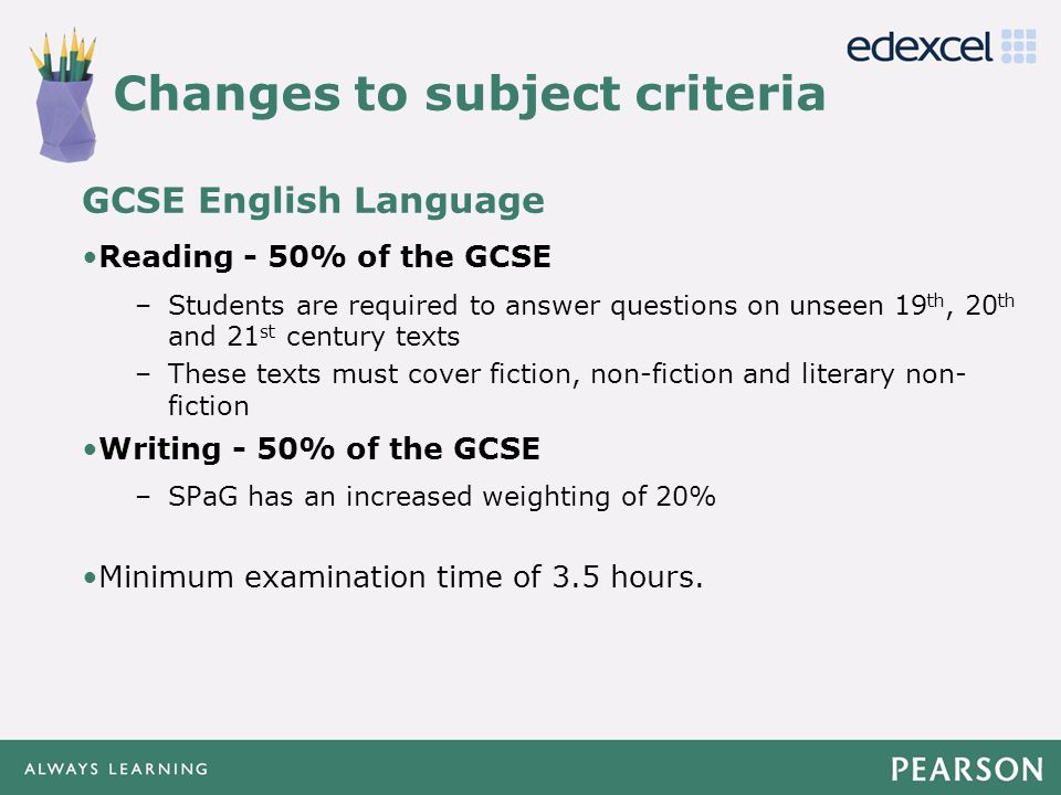 Changes to subject criteria