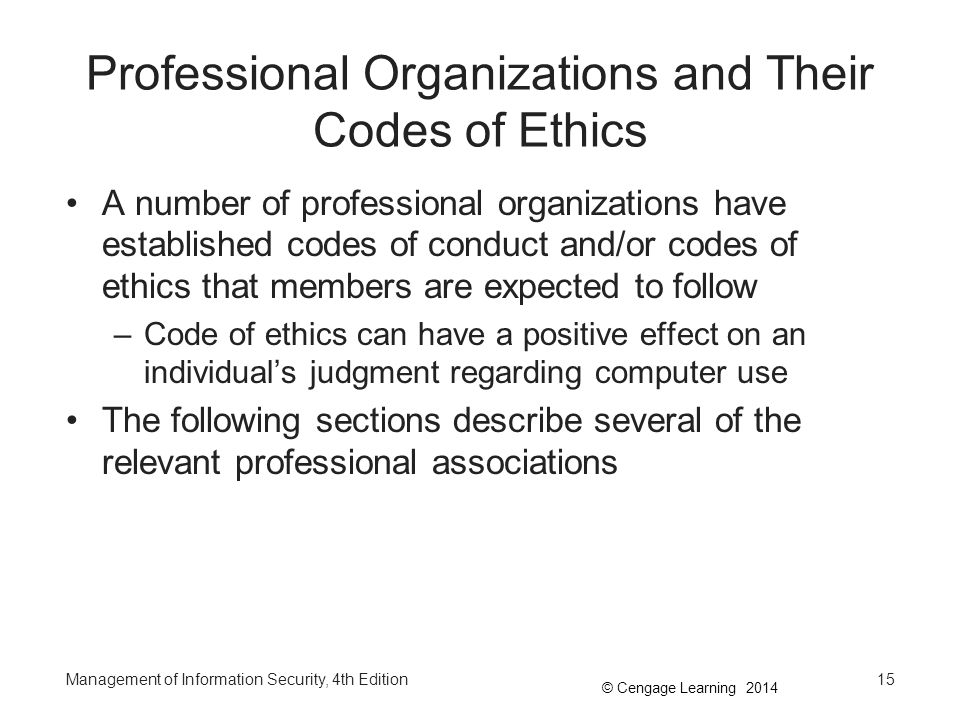 Professional Organizations and Their Codes of Ethics