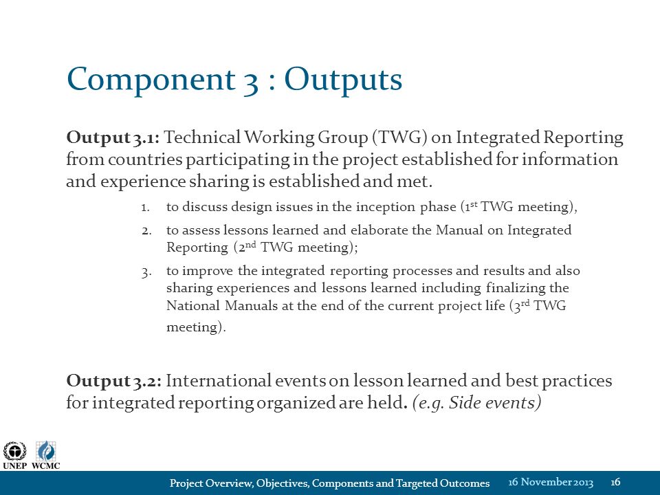 Component 3 : Outputs