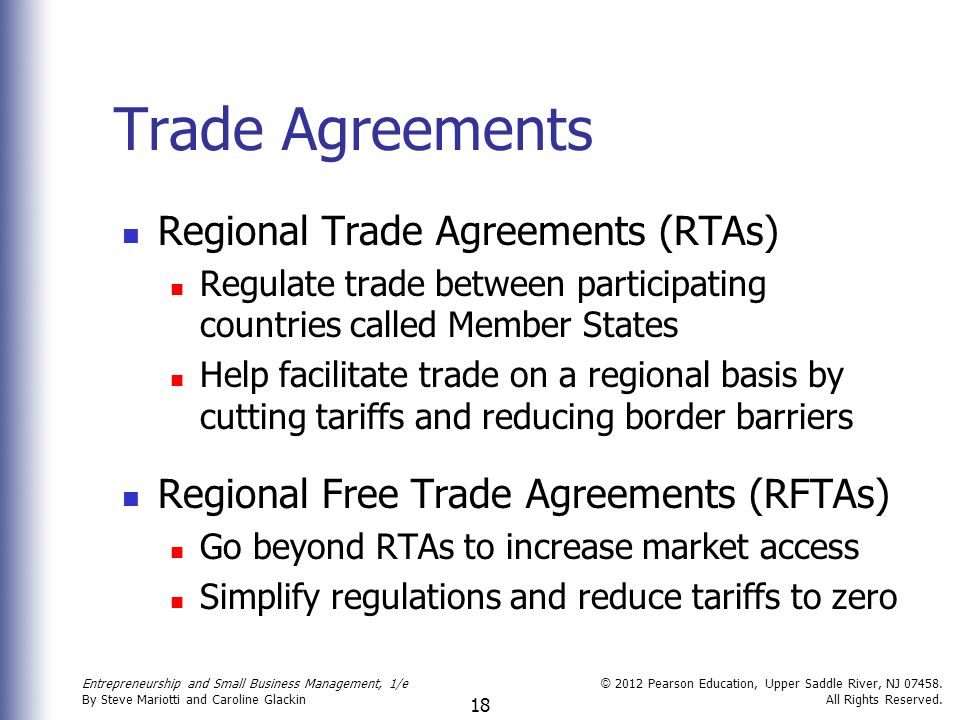 Trade Agreements Regional Trade Agreements (RTAs)