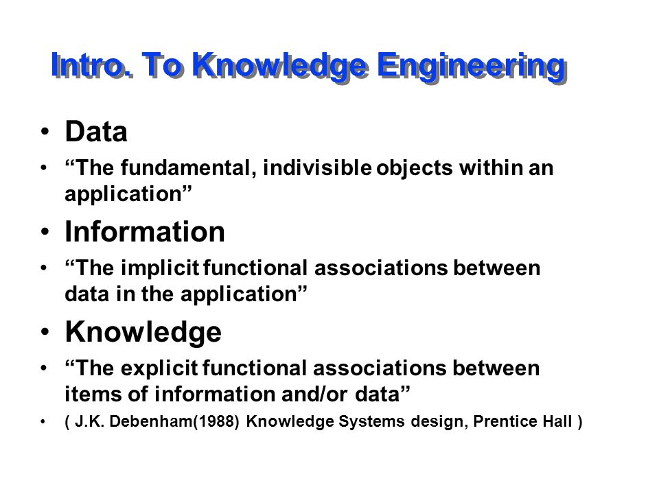 Intro. To Knowledge Engineering