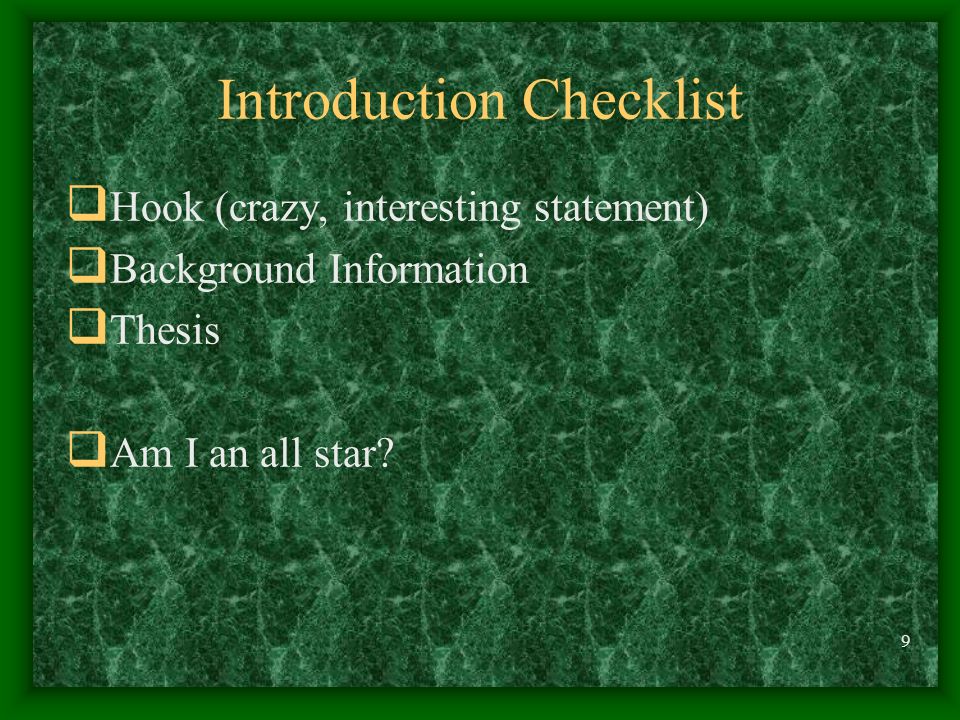 Introduction Checklist