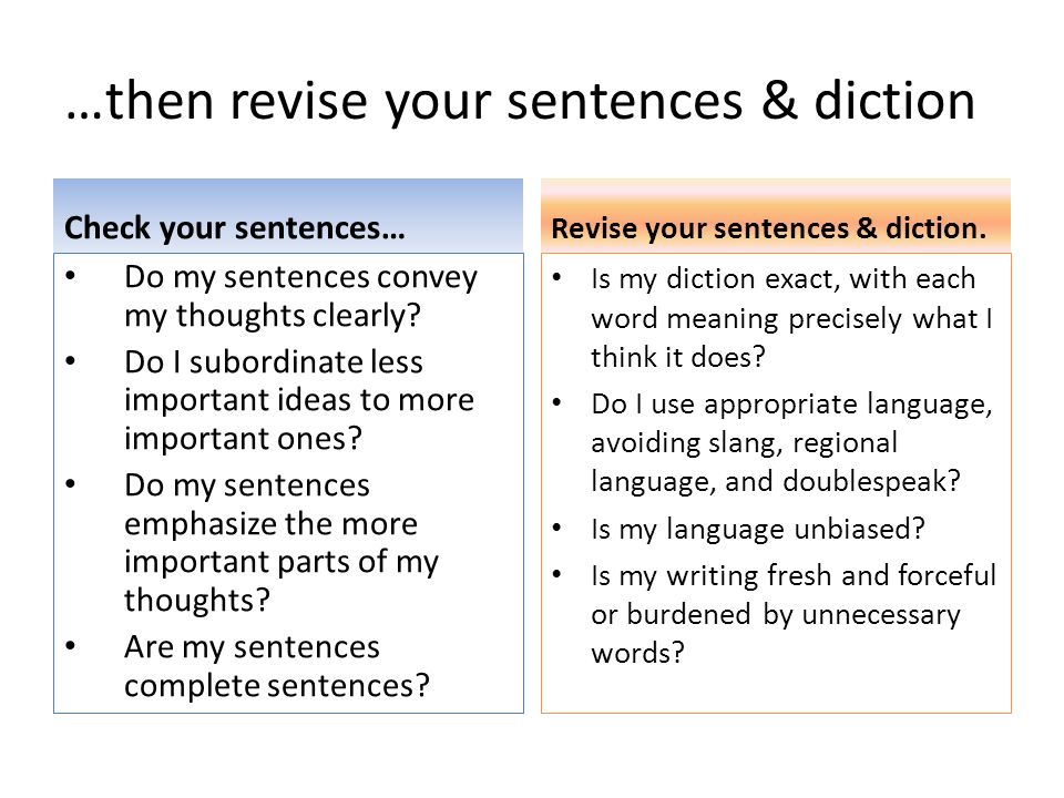 …then revise your sentences & diction