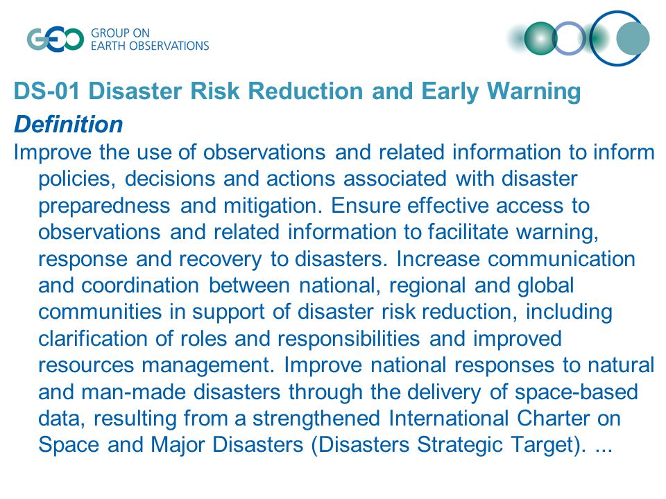 DS-01 Disaster Risk Reduction and Early Warning Definition