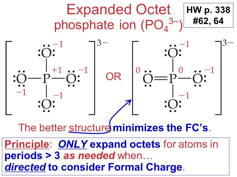 Expanded Octet phosphate ion (PO43-) OR.