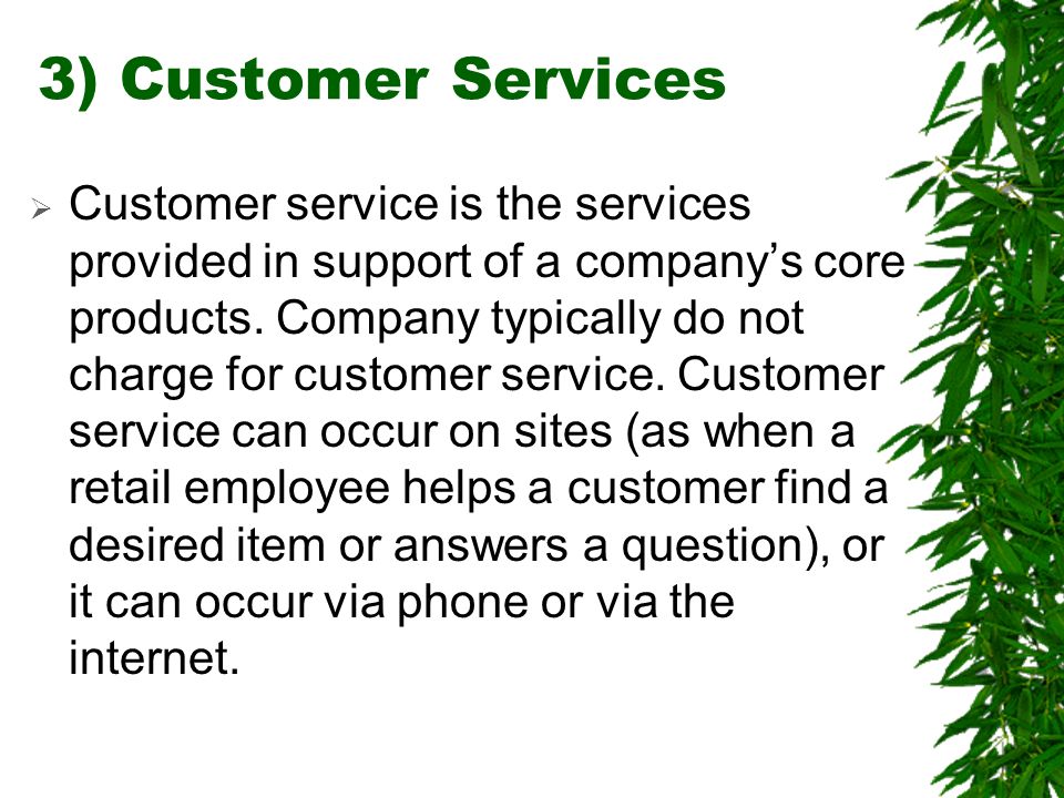 3) Customer Services