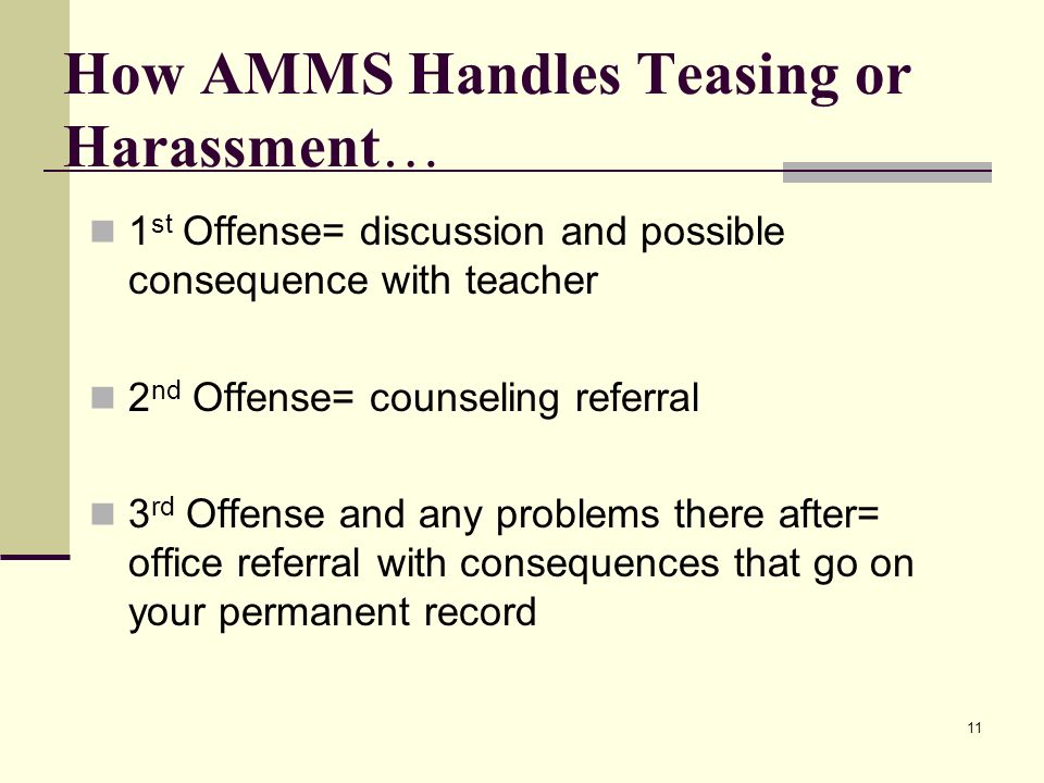 How AMMS Handles Teasing or Harassment…