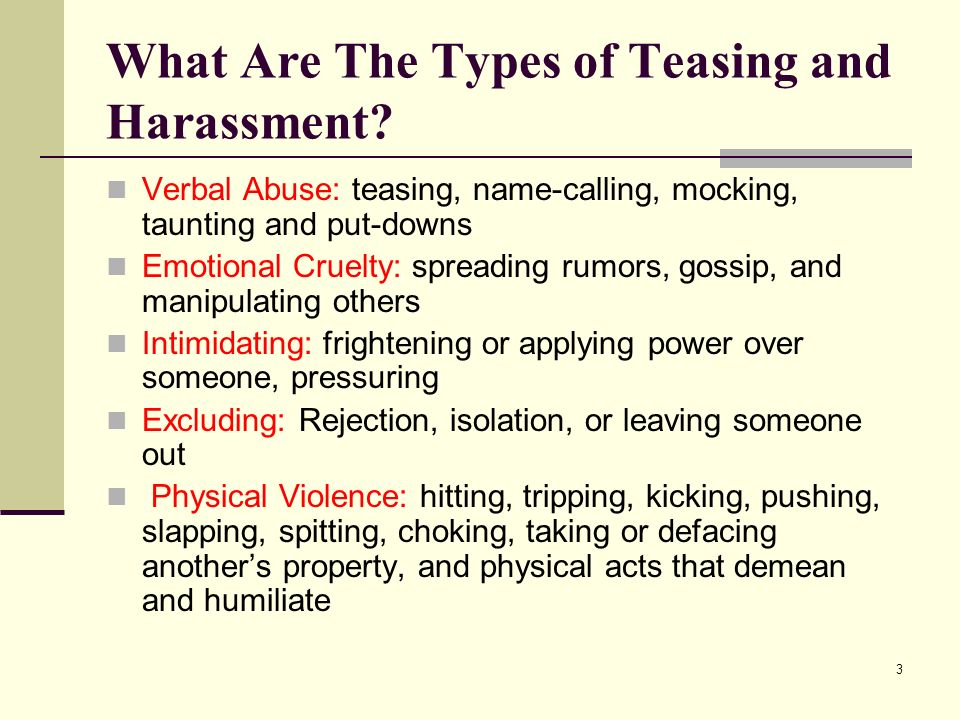 What Are The Types of Teasing and Harassment