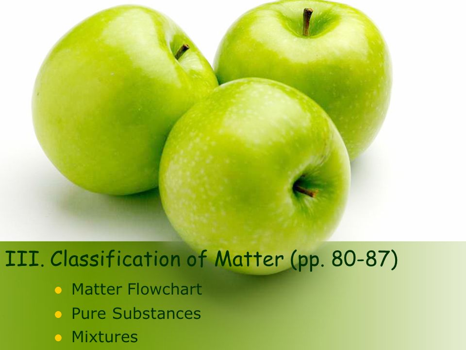 III. Classification of Matter (pp )