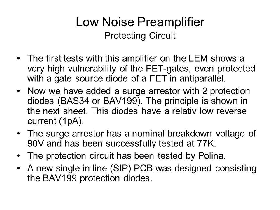 Development of a Low Noise Preamplifier for the LEM read-out - ppt video  online download