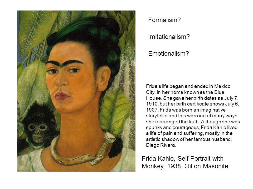 Frida Kahlo, Self Portrait with Monkey, Oil on Masonite.