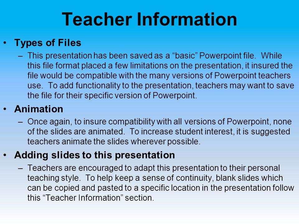 Teacher Information Types of Files Animation