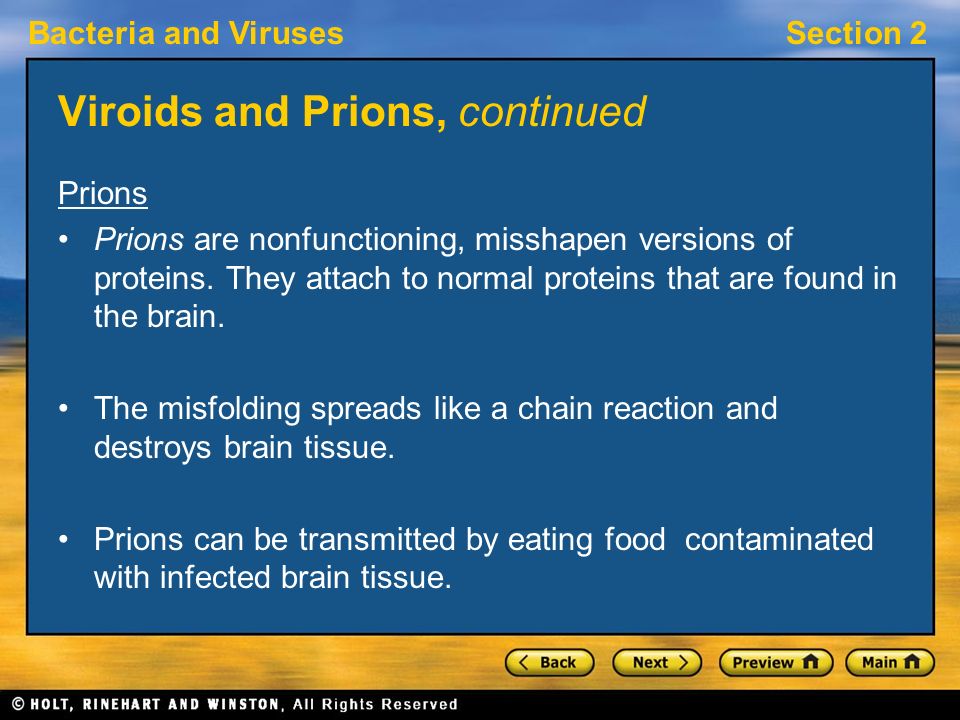 Viroids and Prions, continued