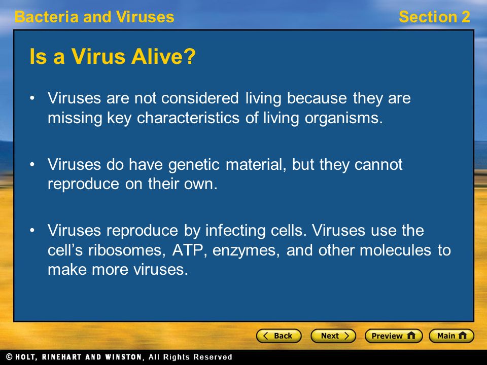 Is a Virus Alive Viruses are not considered living because they are missing key characteristics of living organisms.