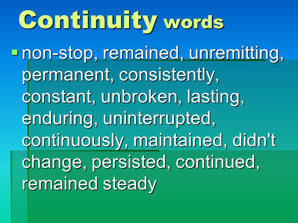 Continuity words