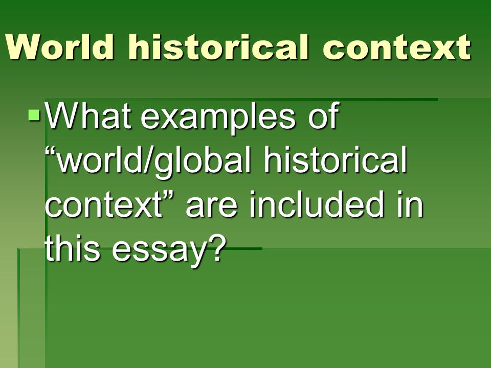 World historical context