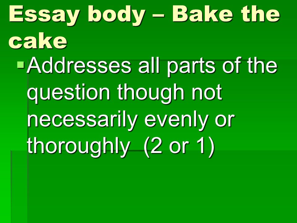 Essay body – Bake the cake