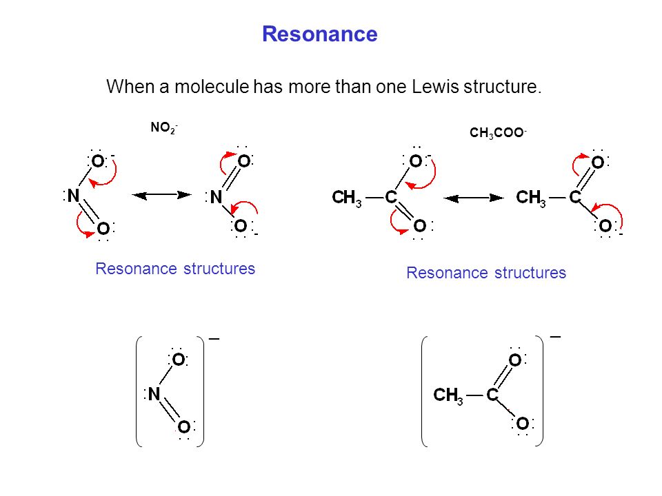 Resonance When a molecule has more than one Lewis structure. 